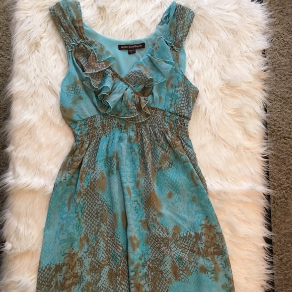 Beautiful Teal and Snake Print Sun Dress - Picture 1 of 4